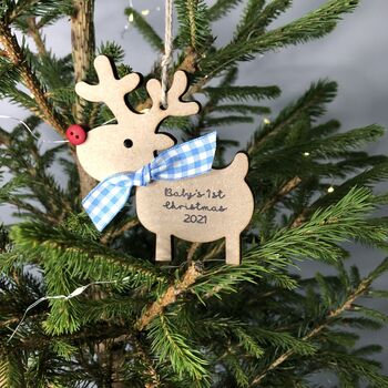 Personalised Baby's 1st Christmas 2023 Wooden Reindeer, 10 of 12
