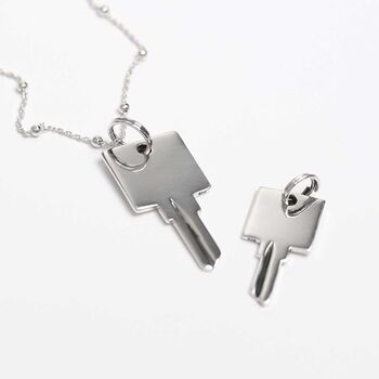 Sterling Silver Key Necklace Large, 5 of 7