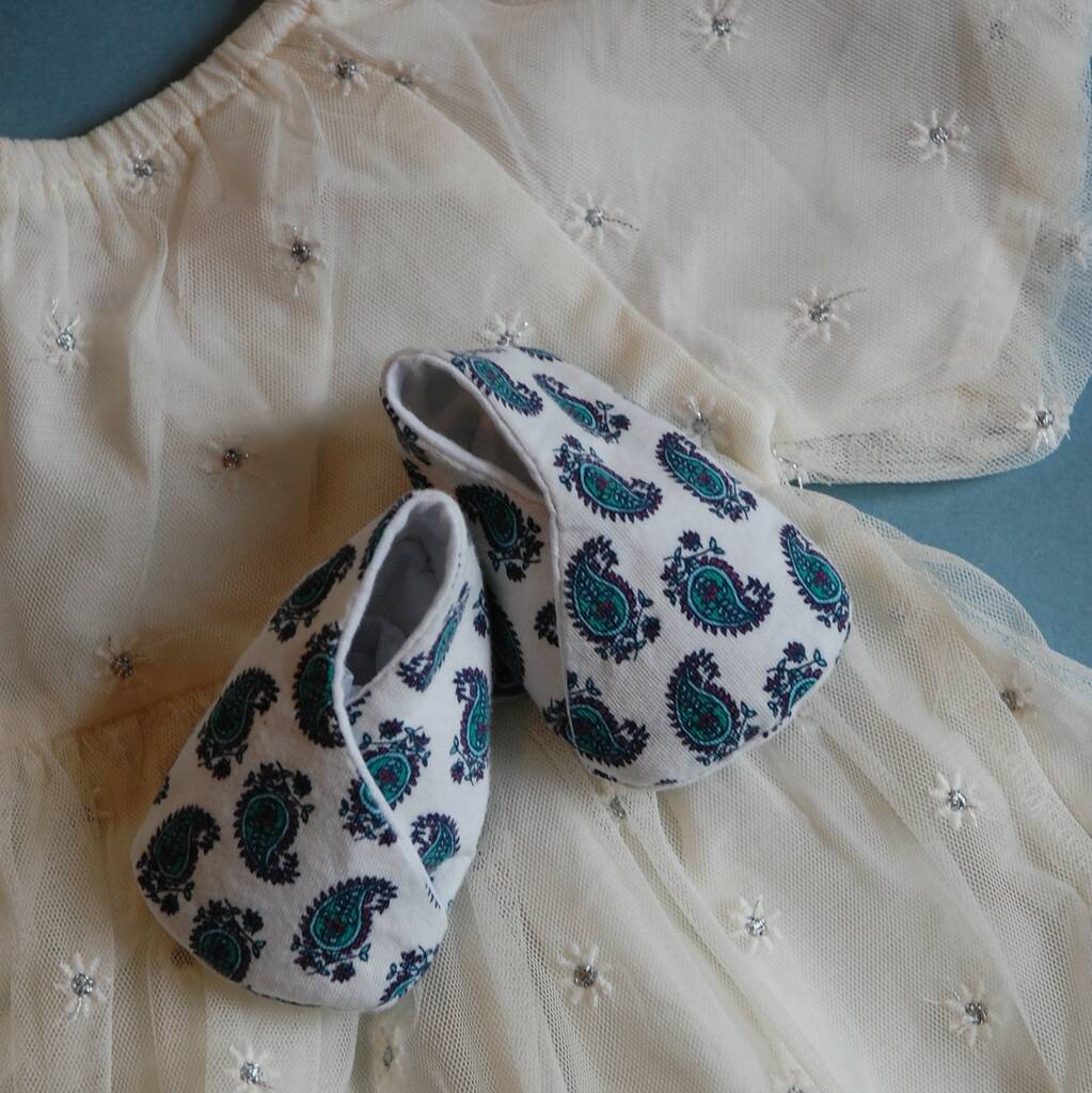 Paisley Print Eco Baby Shoes, 1 of 8