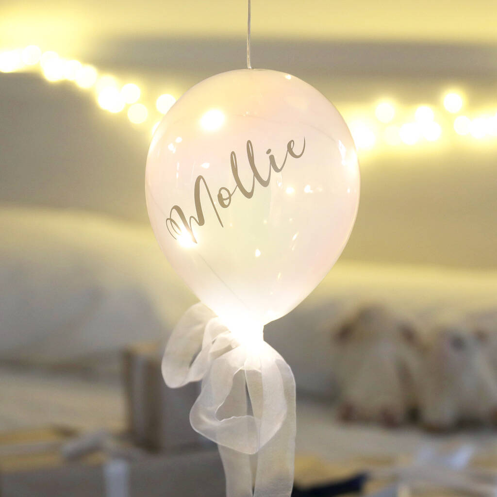 Personalised Name Hanging LED Pearlescent Balloon Light, 1 of 2