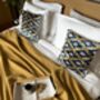Square Velvet Ikat Cushion Blue And Yellow Diamond, thumbnail 2 of 9