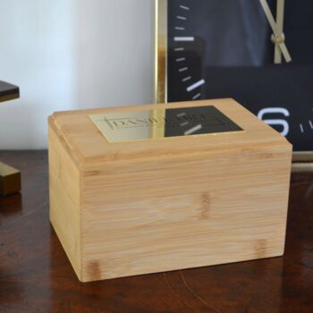 Personalised Eco Friendly Urn – Bamboo Urn With Modern Engraving, 4 of 4