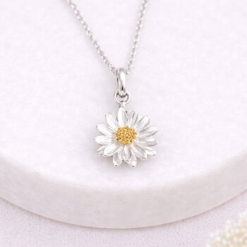 Personalised Sterling Silver September Aster Birth Flower Pendant Necklace, 3 of 9