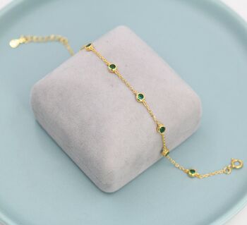 Emerald Green Cz Floating Bracelet Or Anklet, 4 of 11