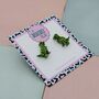 Green T Rex Dinosaur Glitter Resin Studs, thumbnail 2 of 4