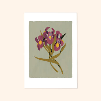 Green Iris Flower Print Unframed, 4 of 4