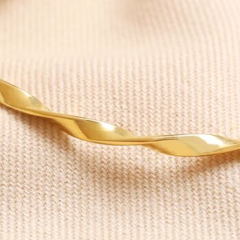 Gold Stainless Steel Twisted Bangle, 3 of 4