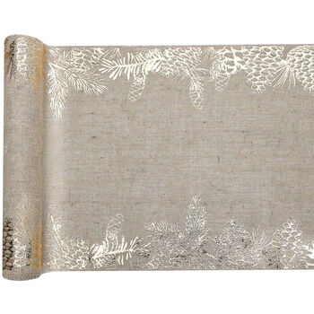 Christmas Table Runner Beige And Gold Cotton 3m, 3 of 5
