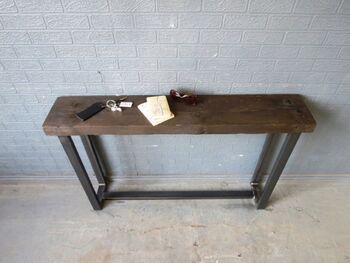 Industrial Reclaimed Custom Hall Console Side Table 393, 4 of 5