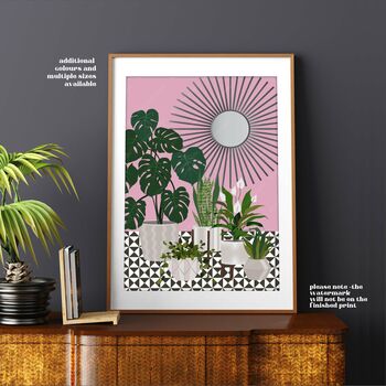 Sunray Mirror And Monstera Plant Print, 7 of 8