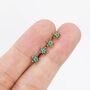 Sterling Silver Emerald Green Flower Cz Stud Earrings, thumbnail 7 of 12