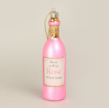 G Decor Rosé Wine Bottle And Glass Christmas Baubles, 6 of 6