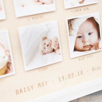 Personalised Wooden Framed Baby Photo Print, 3 of 7