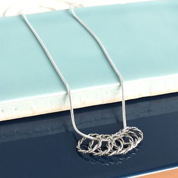 60th Birthday Handmade Silver Rings Necklace, 6 of 6