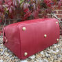 Red Soft Leather Travel Bag, Holdall, Flight Bag, thumbnail 4 of 6