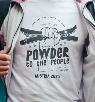 Personalised Powder To The People Ski T Shirt, 2 of 3