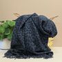 Winter Leopard Blanket Scarf In Navy Blue, thumbnail 1 of 3