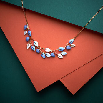 Blue Four Tone Small Leaf Statement Necklace, 3 of 4