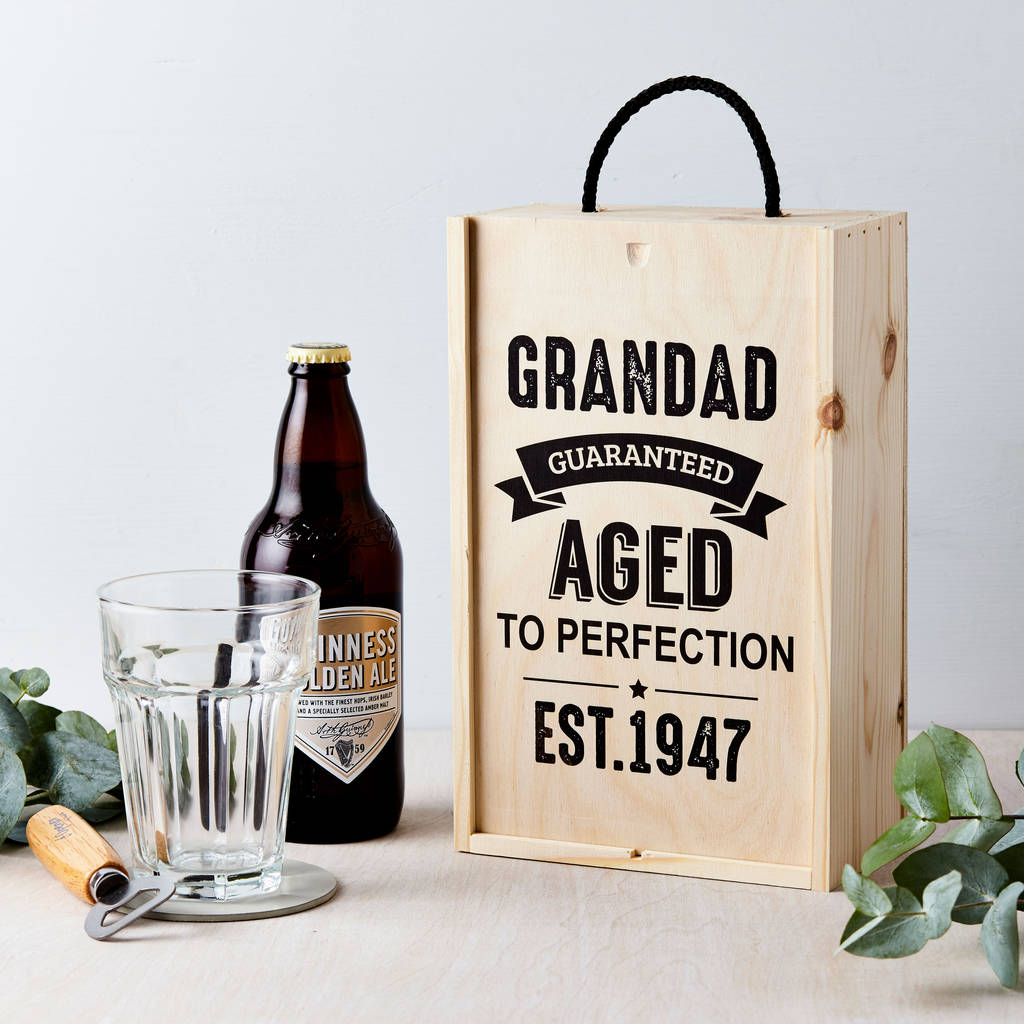 Personalised Vintage Age Wooden Beer Gift Box