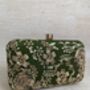 Green Handcrafted Raw Silk Rectangular Clutch Bag, thumbnail 1 of 9