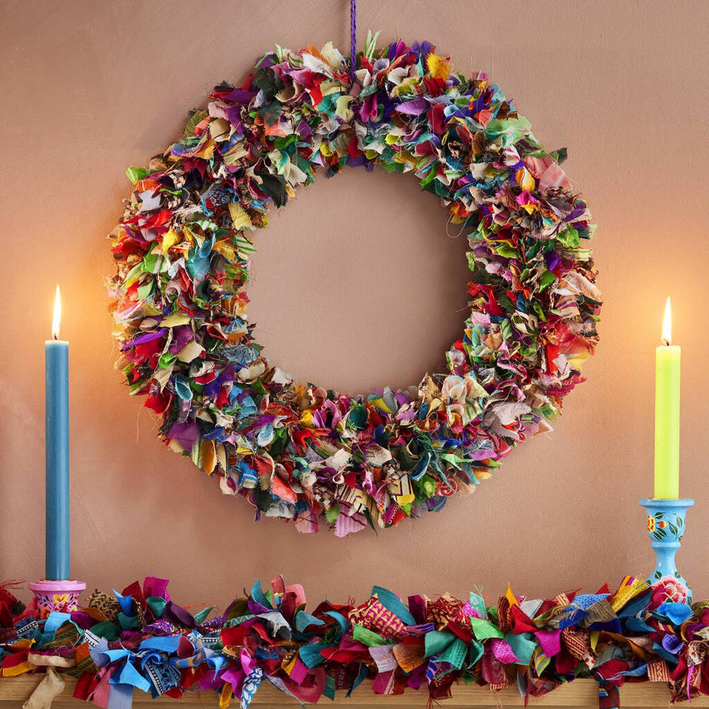 Recycled Sari Wreath, 1 of 2