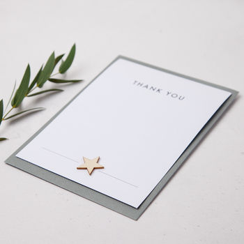 Thank You Notecards Pack Of Eight With Wooden Star, 2 of 3