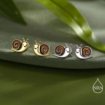 Sterling Silver Enamel Snail Stud Earrings, 7 of 12