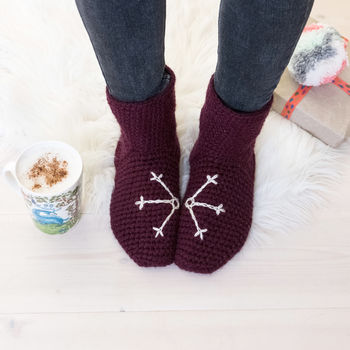 Snowflake Slipper Socks In Chunky Crochet, 6 of 12