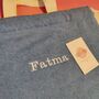 Personalised Cotton Denim Drawstring Bag Backpack, thumbnail 4 of 11