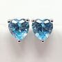 Aquamarine Heart Sterling Silver Stud Gemstone Earrings, thumbnail 1 of 5