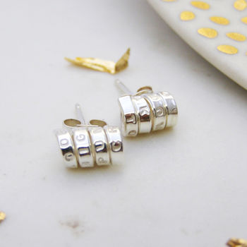 Personalised Silver Skinny Scroll Earrings, 8 of 8