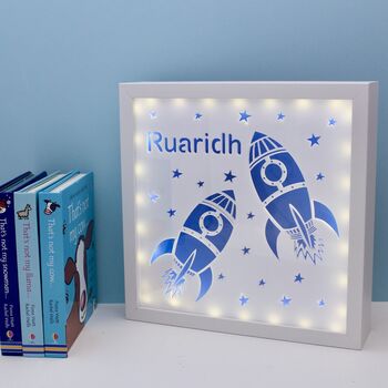 Personalised Rocket Night Light, Space Themed Picture Light, 3 of 7