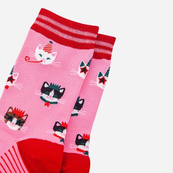 Party Cats Women's Bamboo Socks Pink, 2 of 4