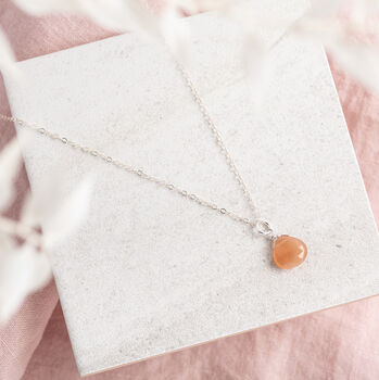 Sterling Silver Peach Moonstone Necklace, 2 of 5