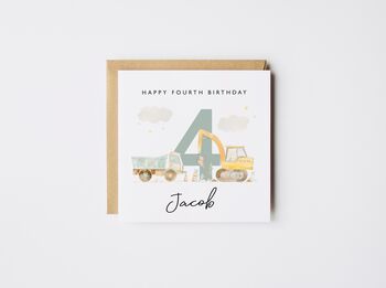 Personalised 1st Birthday Card Diggers/Truck *Age Options, 4 of 6