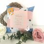 Personalised Patchwork Memory Cushion,Embroidered Words, thumbnail 1 of 11