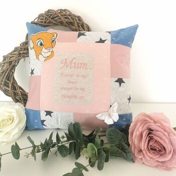 Personalised Patchwork Memory Gift Cushion, Memorial Gift Mum, 2 of 11