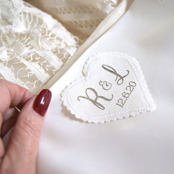 Brides Wedding Dress Keepsake Personalised Patch Label, 2 of 3