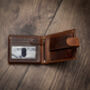 Personalised Brown Leather Wallet Trifold Rfid, thumbnail 8 of 12