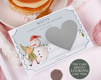 Personalised Elf And Snowman Christmas Gift Reveal Scratch Voucher, 3 of 3