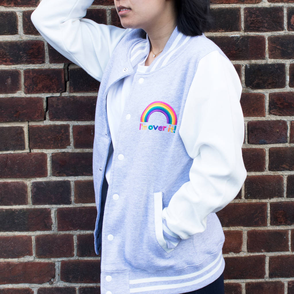 rainbow varsity jacket