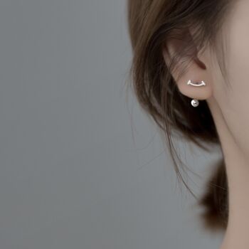 Sterling Silver Curve Ear Jacket Screw Back Earrings, 2 of 4