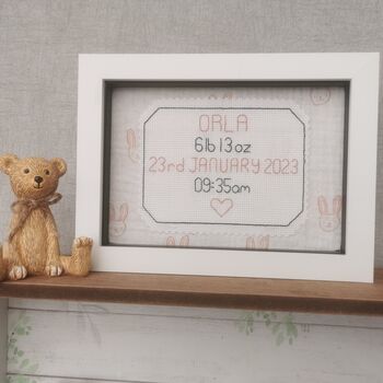 Framed Gift With Birth Details Embroidered Baby Gift, 9 of 12