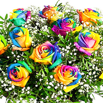 Dozen Rainbow Roses Bouquet Of Fresh Flowers, 2 of 5