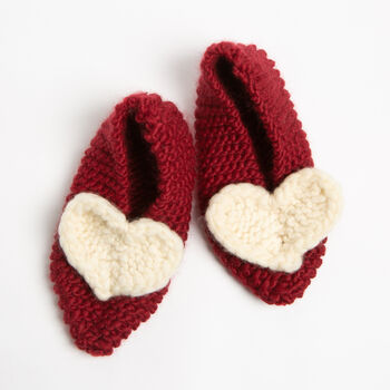 Heart Slipper Easy Knitting Kit, 2 of 8