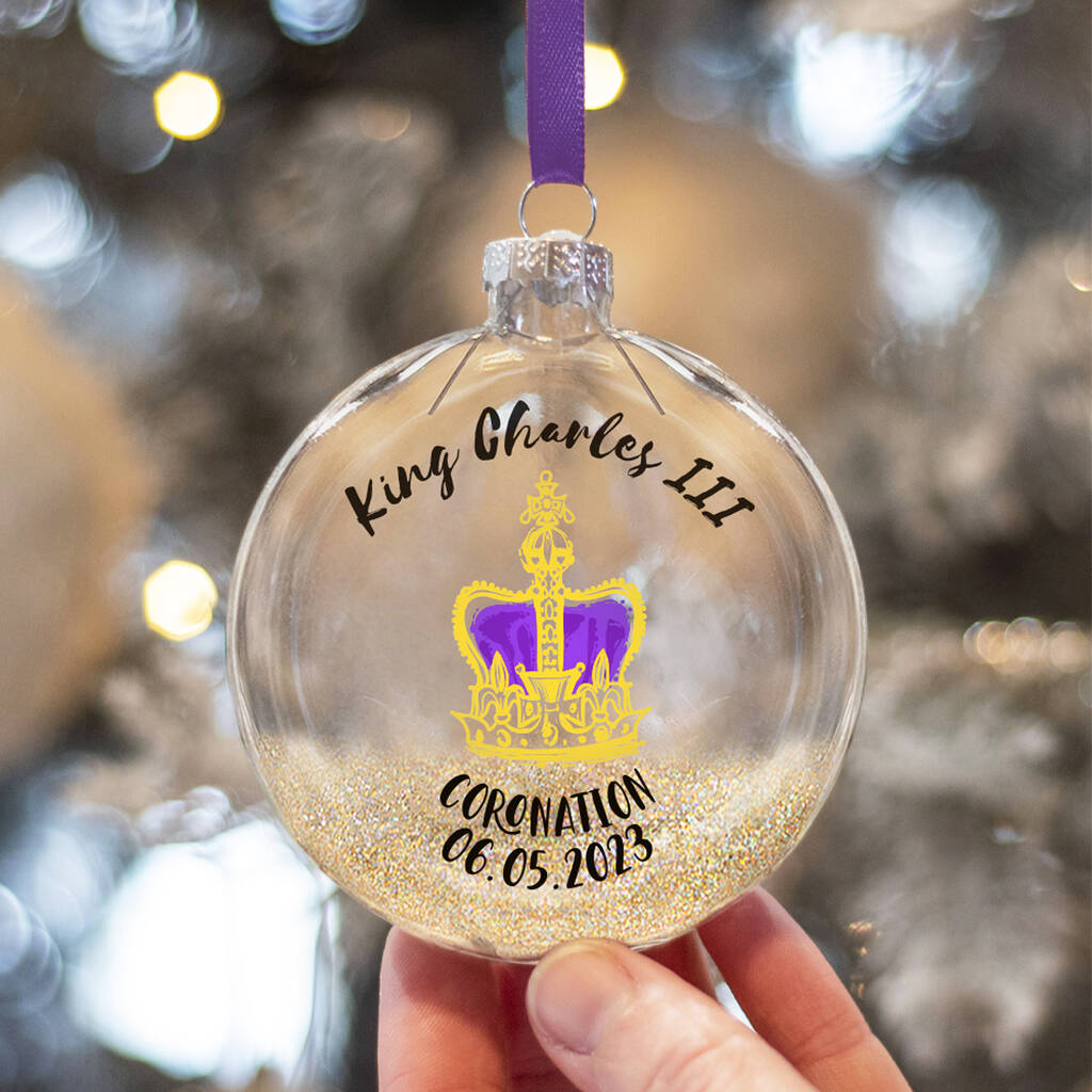 King Charles Iii Coronation Glass Bauble Keepsake By Love Lumi Ltd