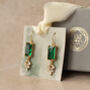 Art Deco Emerald Green Bar Crystal Chrysler Earrings, thumbnail 5 of 8