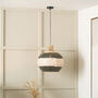 Natural Rattan Black White Woven Pendant Ceiling Light, thumbnail 1 of 8