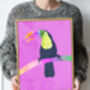 Custom Toucan Bird Rainbow Personalised Art Print, thumbnail 2 of 7