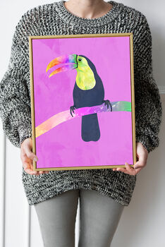 Custom Toucan Bird Rainbow Personalised Art Print, 2 of 7